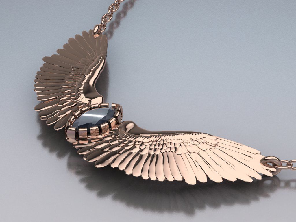 Wing pendant 3D print model_25
