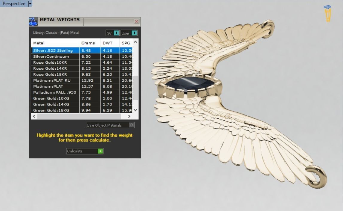 Wing pendant 3D print model_15