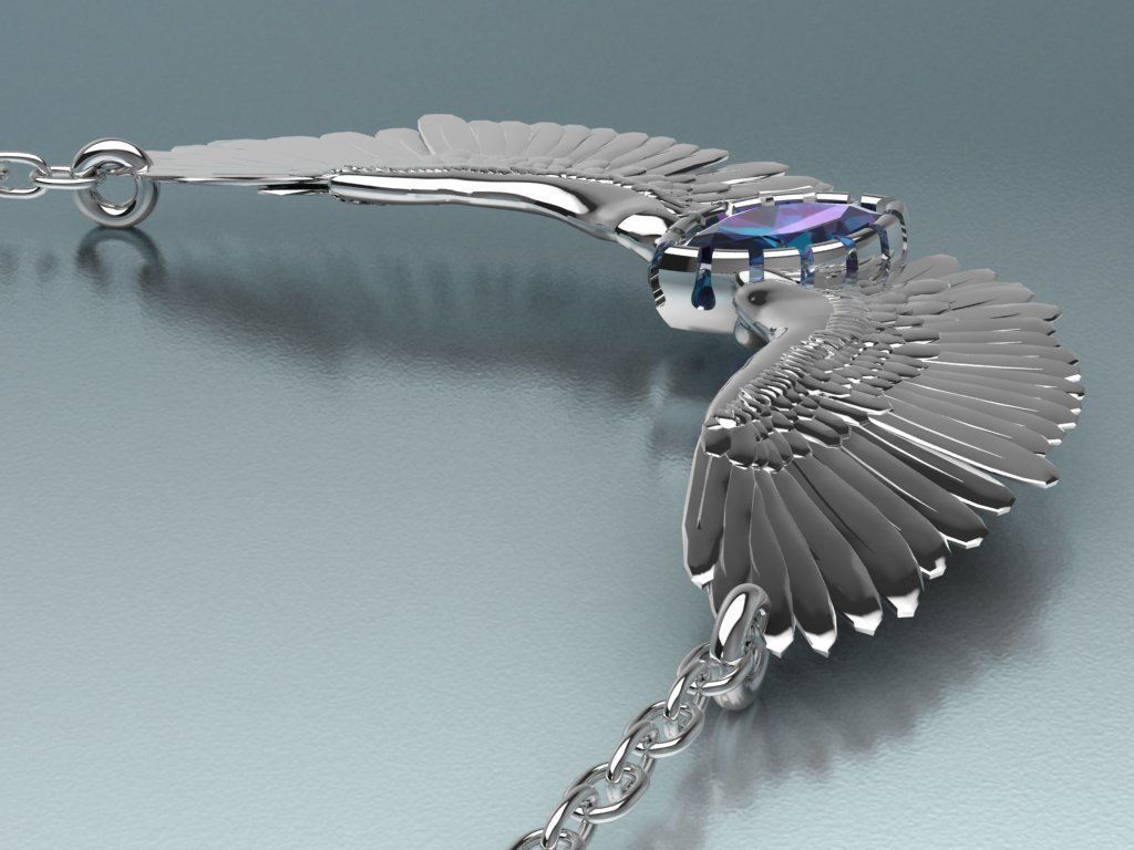 Wing pendant 3D print model_9