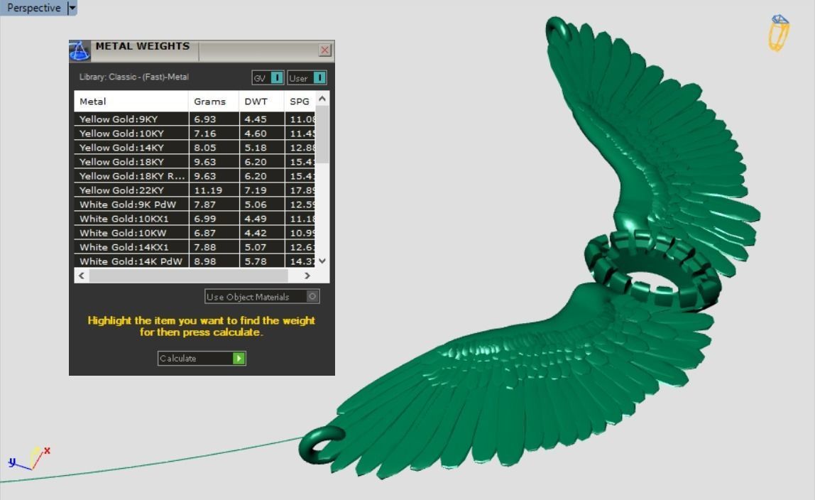 Wing pendant 3D print model_14