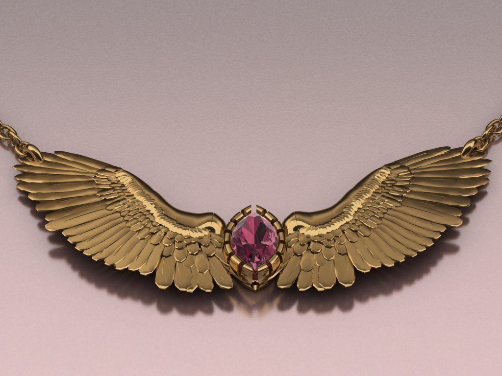 Wing pendant 3D print model_7