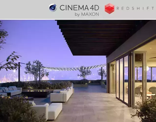 Redshift - C4D scene files - Roof Terrace 3D model 3D model