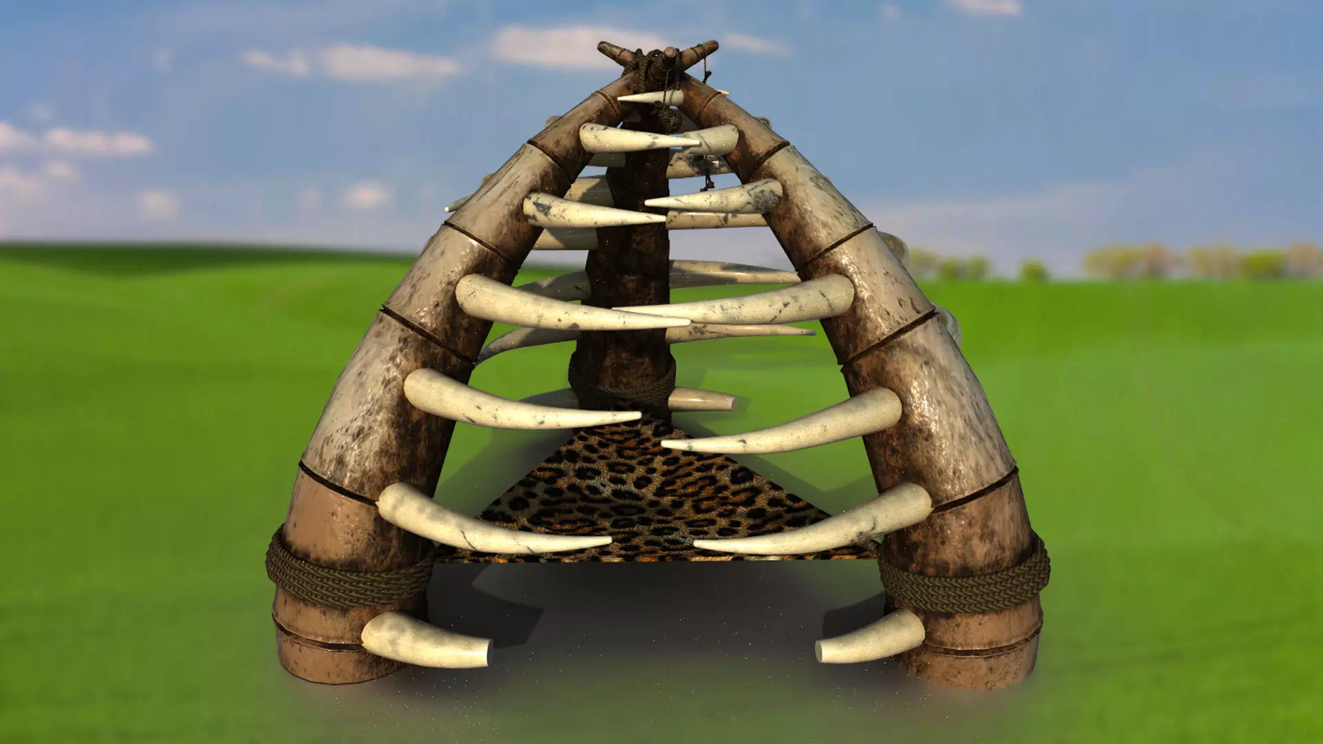 Ethnic idol from the bones of the gate PBR low-poly game ready Low-poly 3D model
