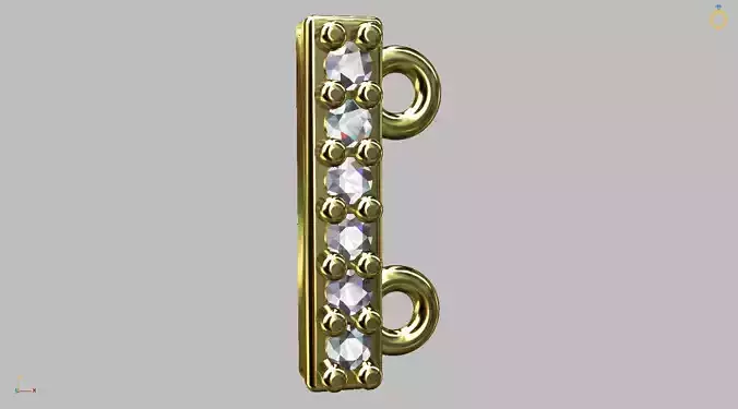 Terminal gold jewelry clasp with crystals 3D print model