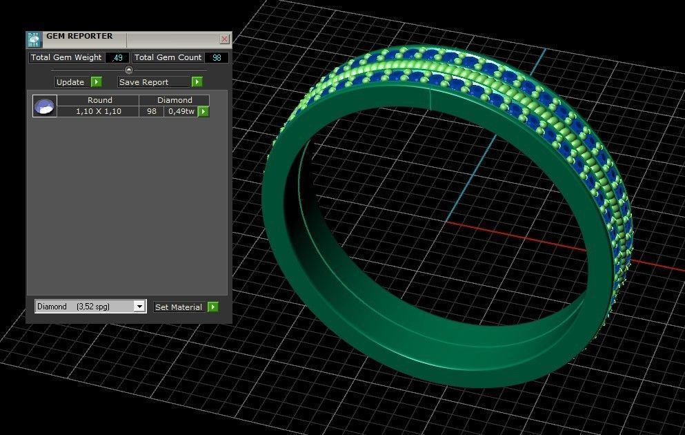 Model 709 9 US Size Auger Ring Pave Diamond 3D print model_11