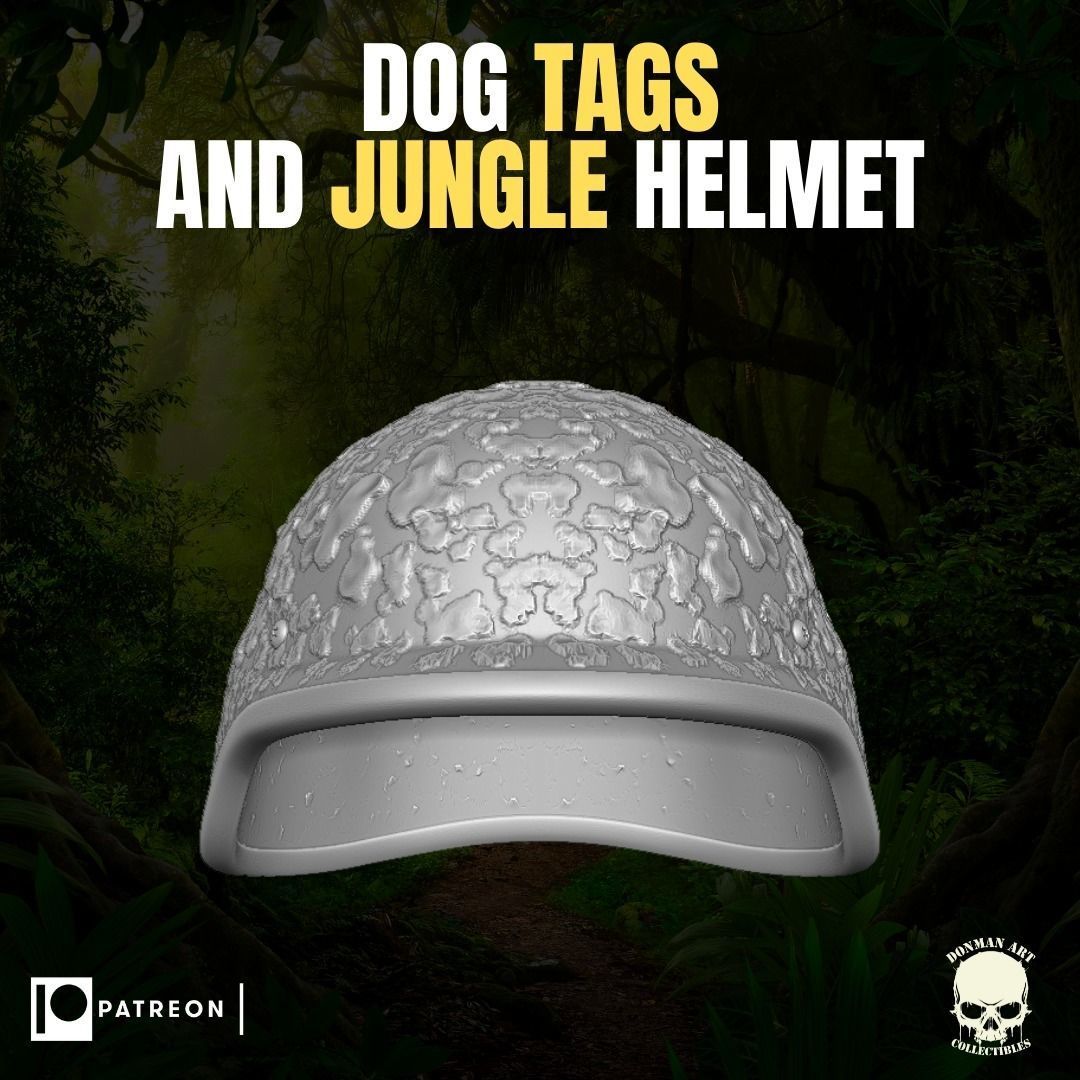 Dog Tags and Jungle Helmet for action figures 3D print model_3