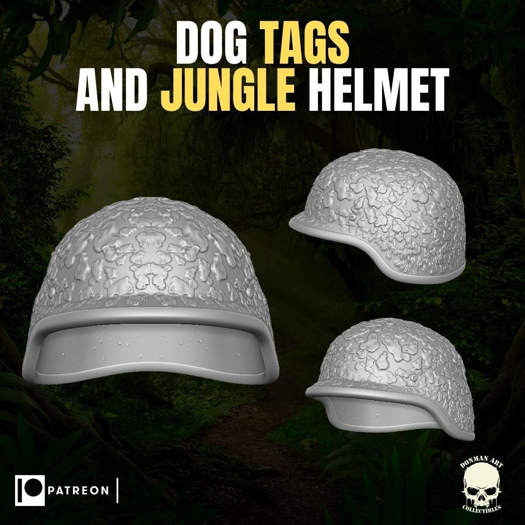 Dog Tags and Jungle Helmet for action figures 3D print model_13
