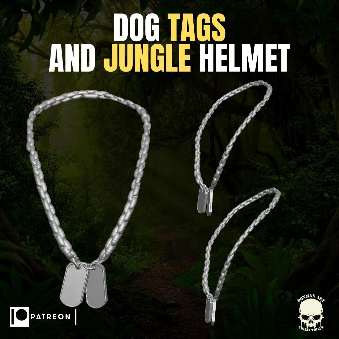 Dog Tags and Jungle Helmet for action figures 3D print model_11
