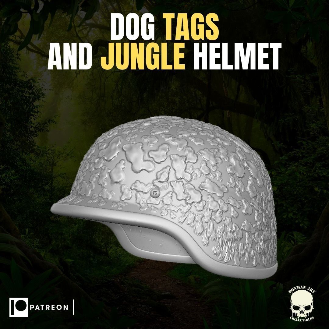 Dog Tags and Jungle Helmet for action figures 3D print model_8
