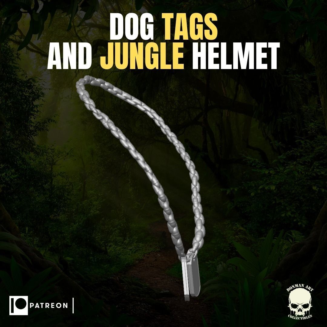 Dog Tags and Jungle Helmet for action figures 3D print model_2