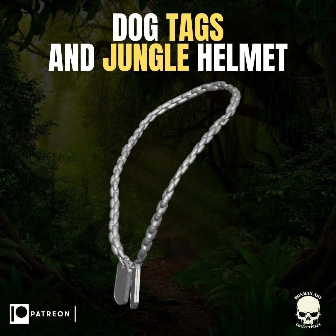 Dog Tags and Jungle Helmet for action figures 3D print model_18