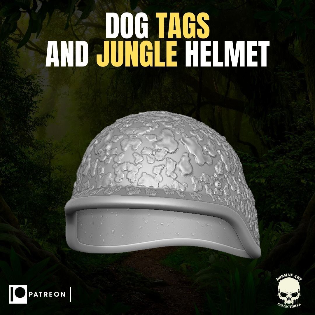 Dog Tags and Jungle Helmet for action figures 3D print model_4