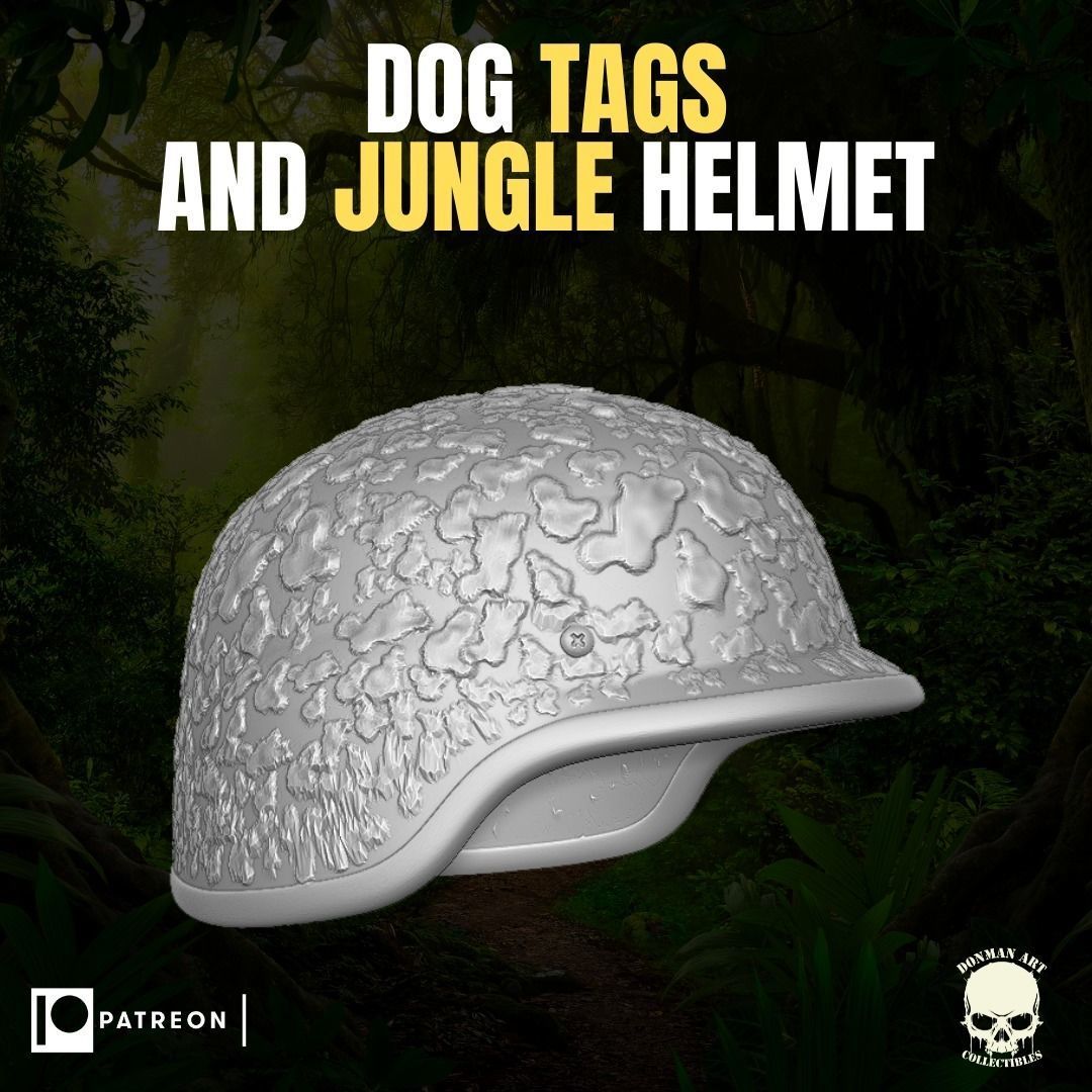 Dog Tags and Jungle Helmet for action figures 3D print model_9