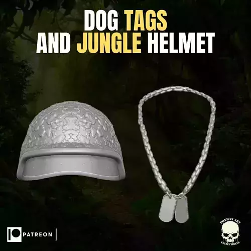 Dog Tags and Jungle Helmet for action figures 3D print model