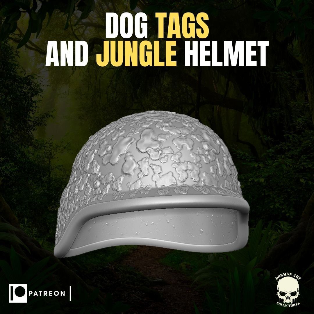 Dog Tags and Jungle Helmet for action figures 3D print model_5