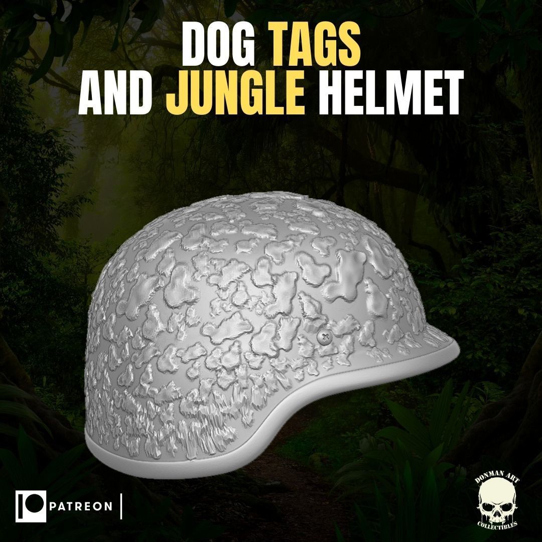Dog Tags and Jungle Helmet for action figures 3D print model_12