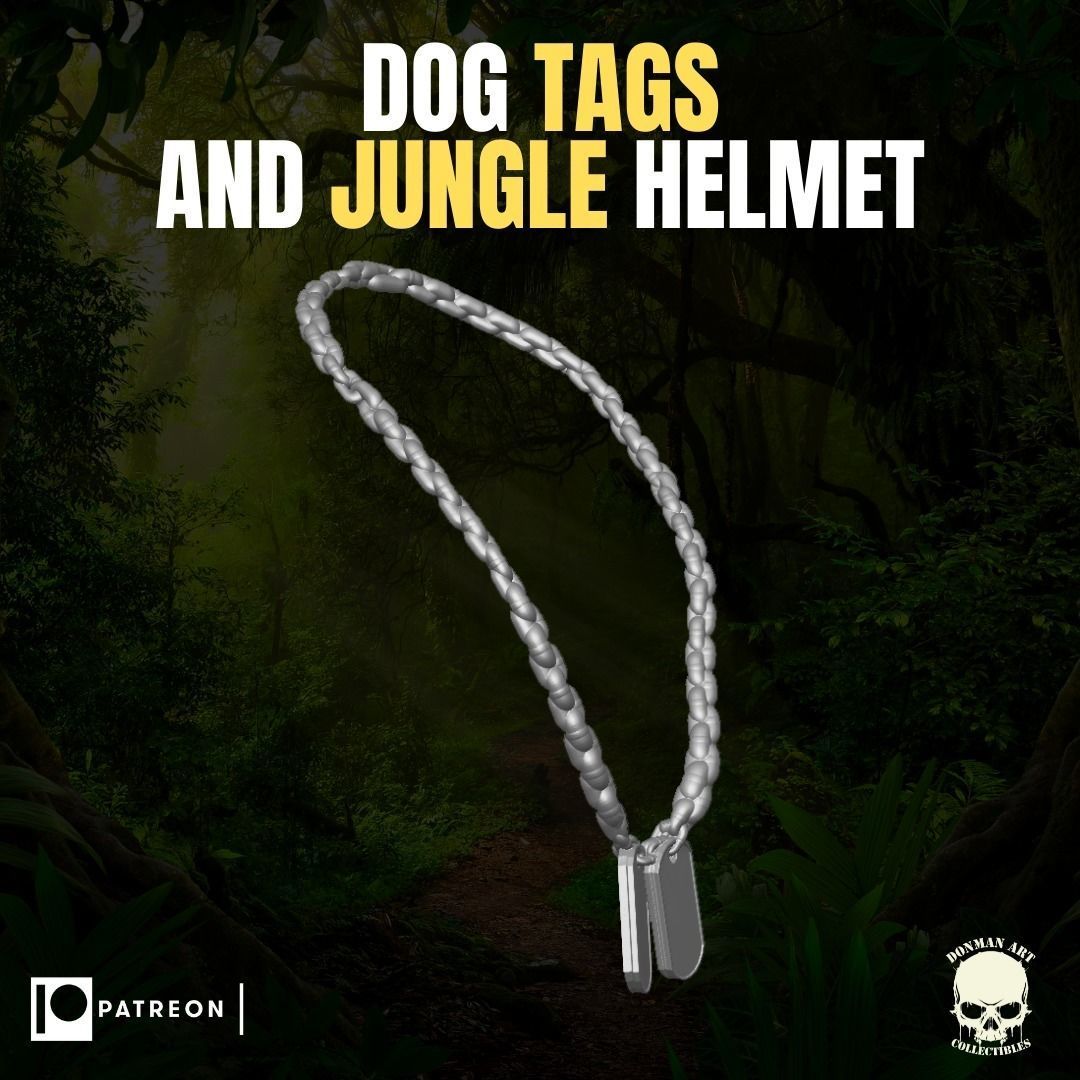 Dog Tags and Jungle Helmet for action figures 3D print model_19