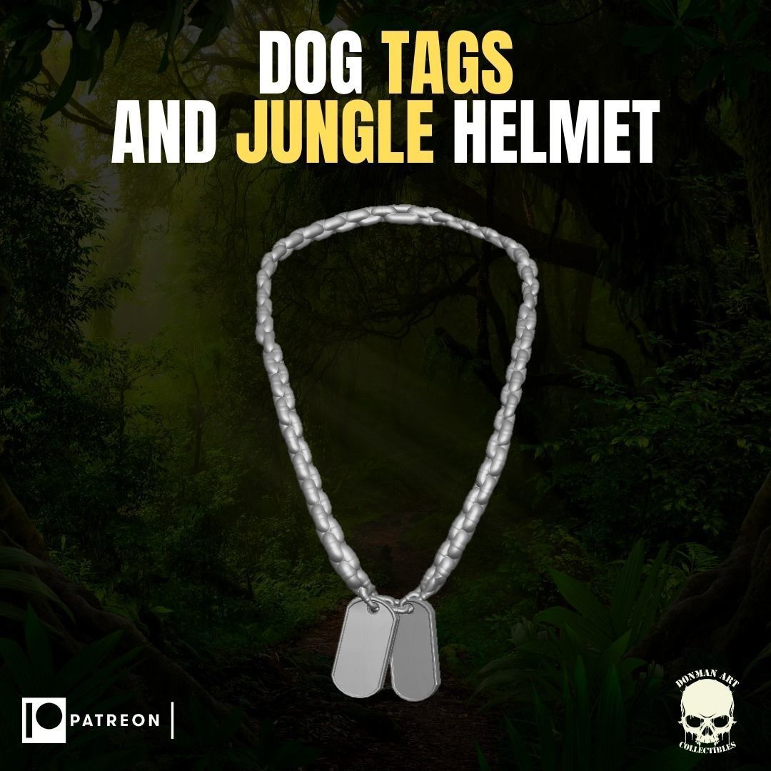 Dog Tags and Jungle Helmet for action figures 3D print model_14