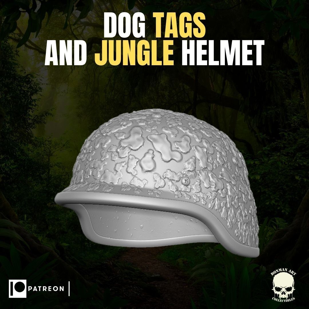 Dog Tags and Jungle Helmet for action figures 3D print model_6