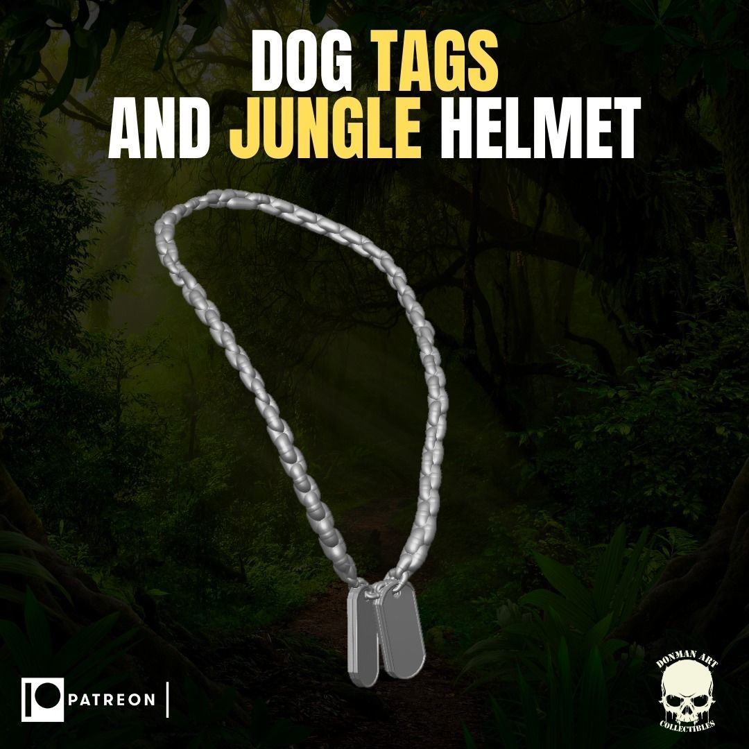 Dog Tags and Jungle Helmet for action figures 3D print model_17