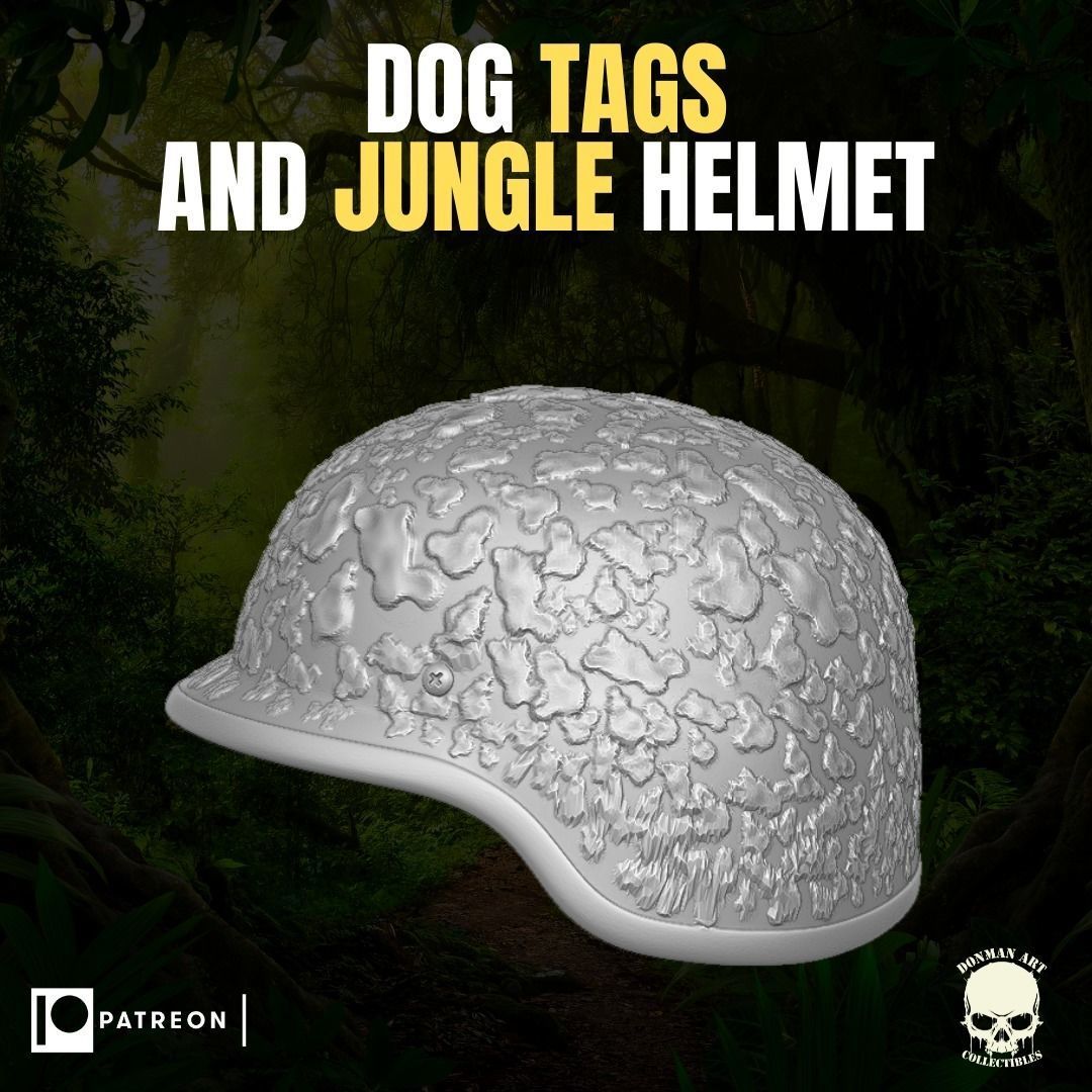 Dog Tags and Jungle Helmet for action figures 3D print model_10