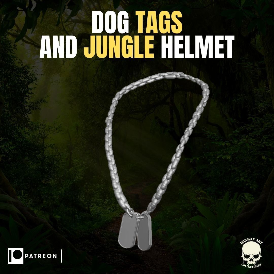 Dog Tags and Jungle Helmet for action figures 3D print model_15