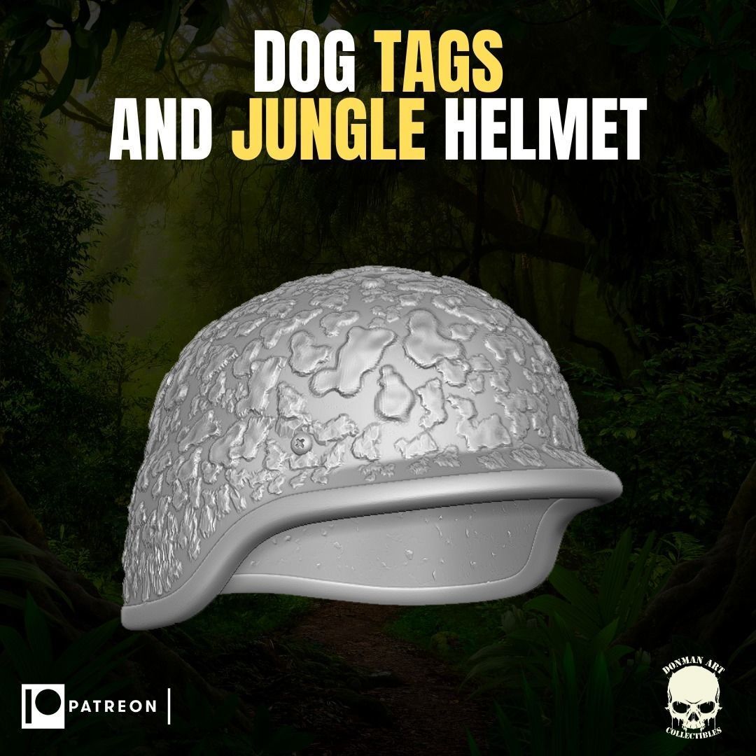Dog Tags and Jungle Helmet for action figures 3D print model_7