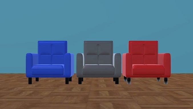 colored armchairs 3D model