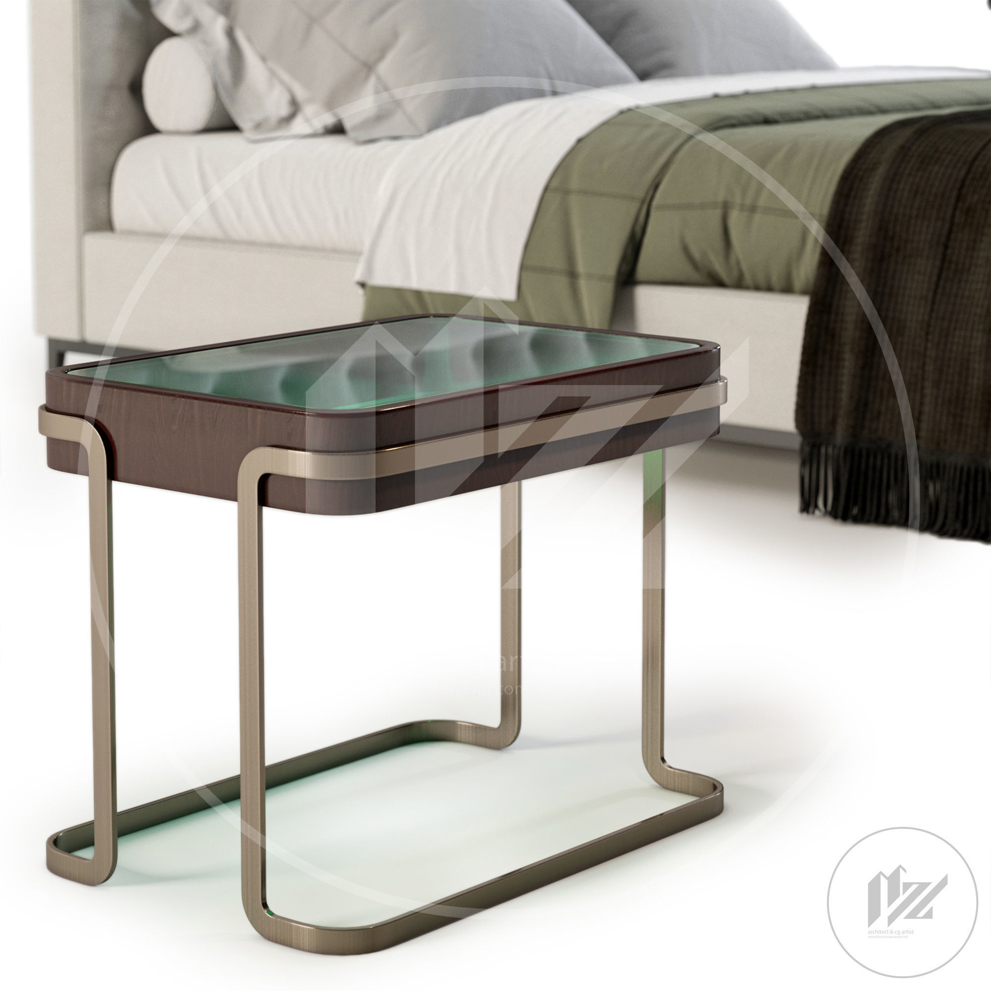 RH ITALIA LEATHER BOX TUFTED Bed 3D model_4