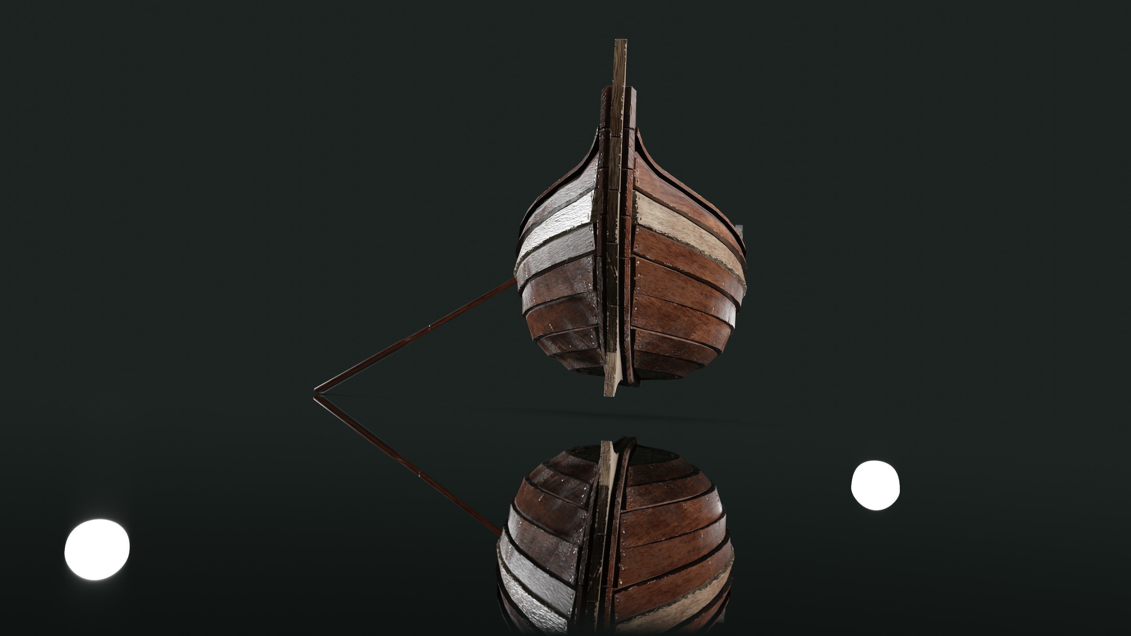 Wooden boat Low-poly 3D model_14