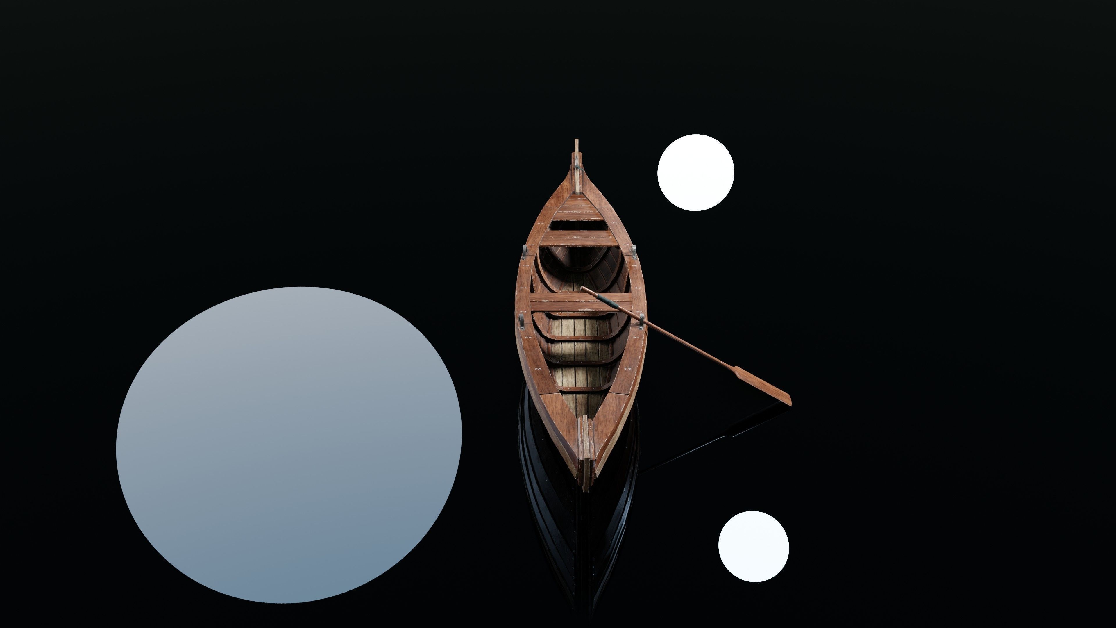 Wooden boat Low-poly 3D model_15