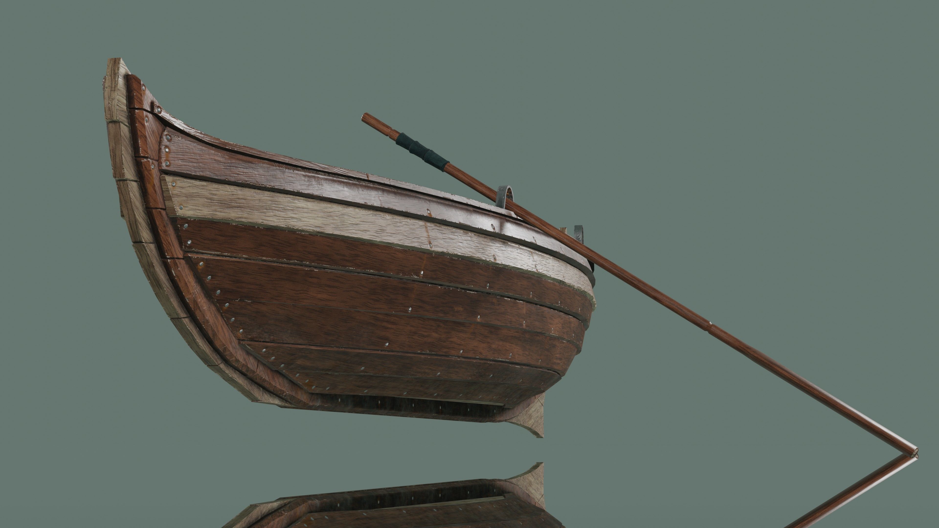 Wooden boat Low-poly 3D model_20