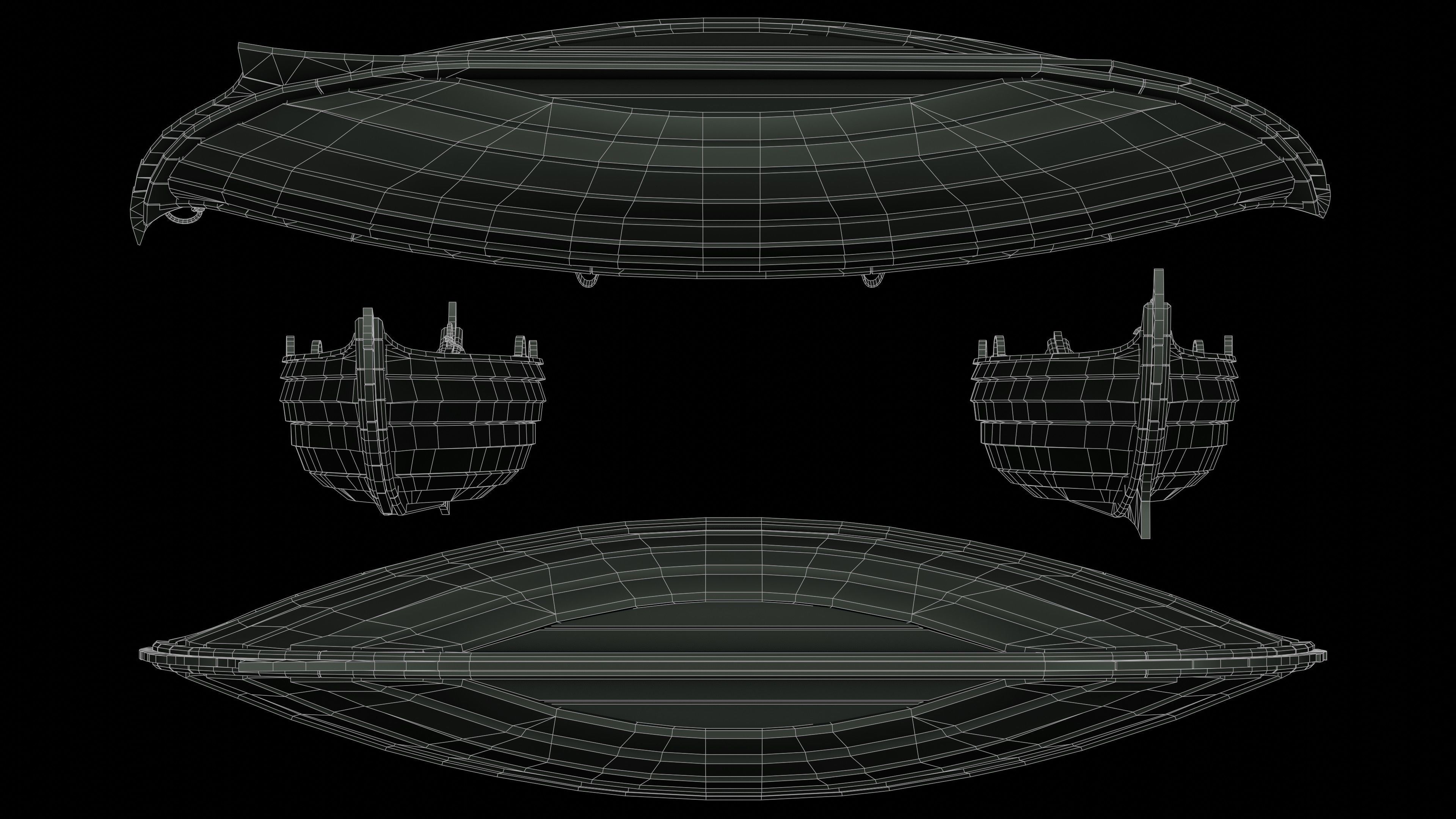 Wooden boat Low-poly 3D model_23