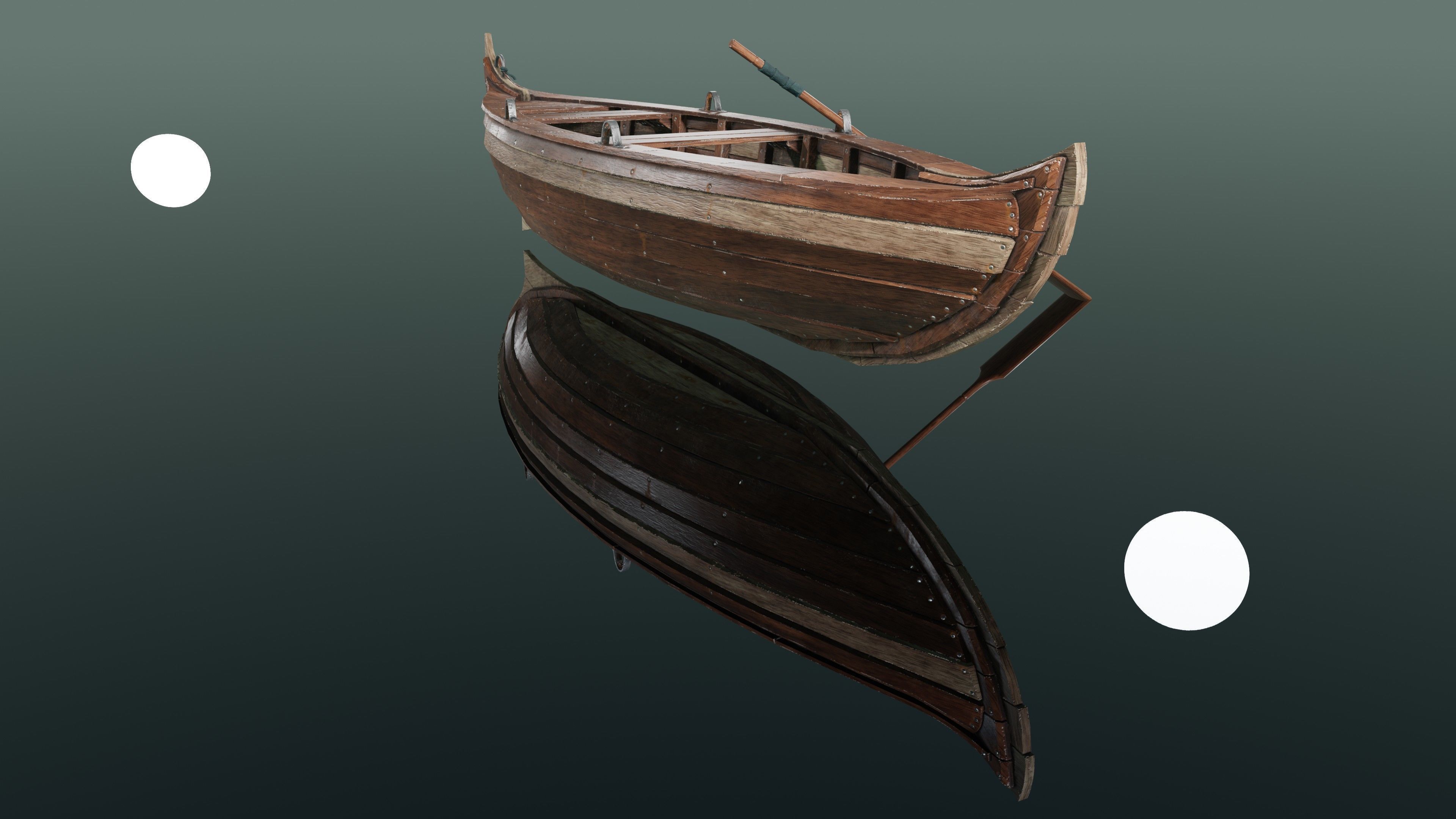 Wooden boat Low-poly 3D model_12