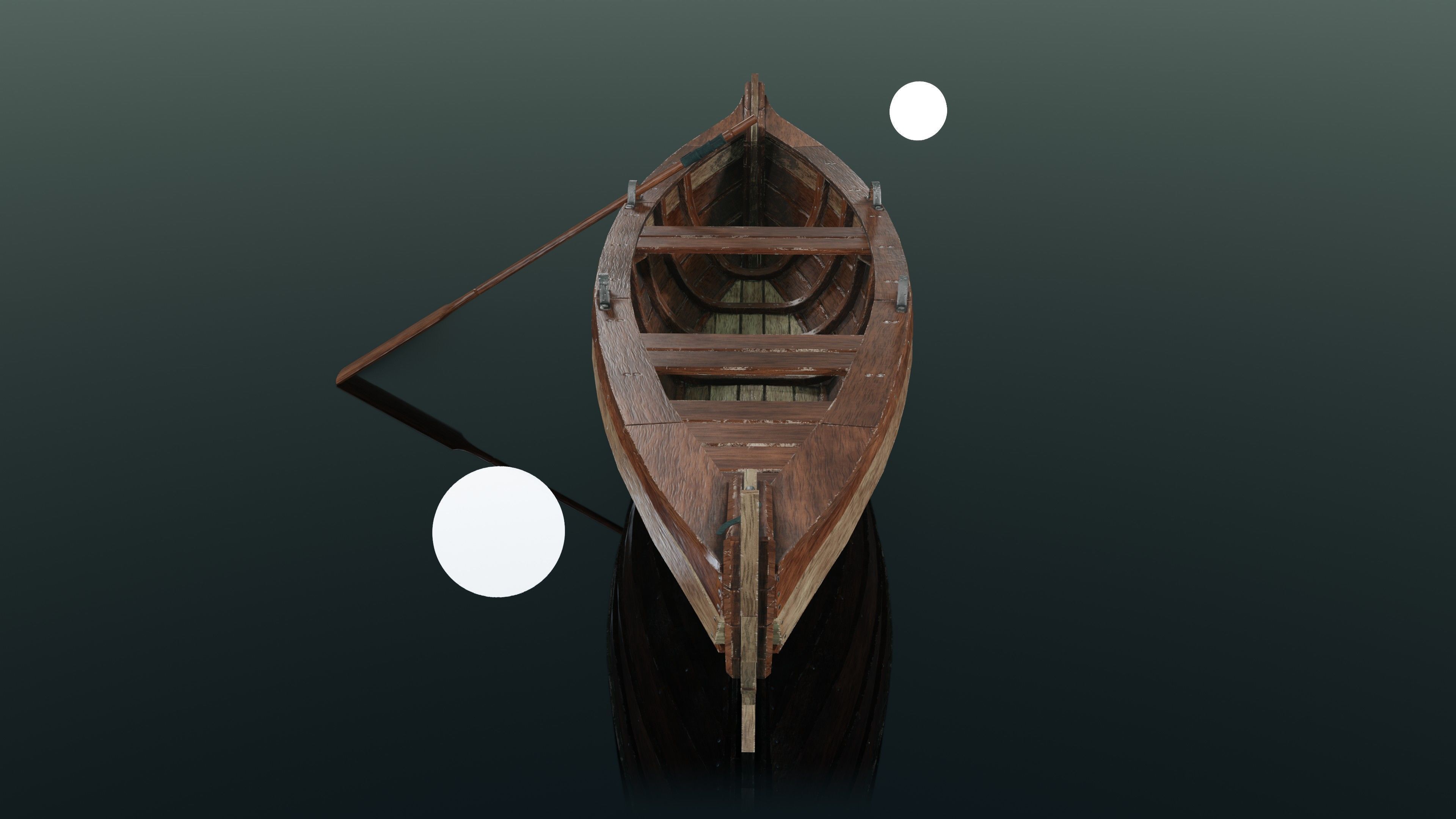 Wooden boat Low-poly 3D model_7