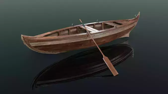 Wooden boat Low-poly 3D model