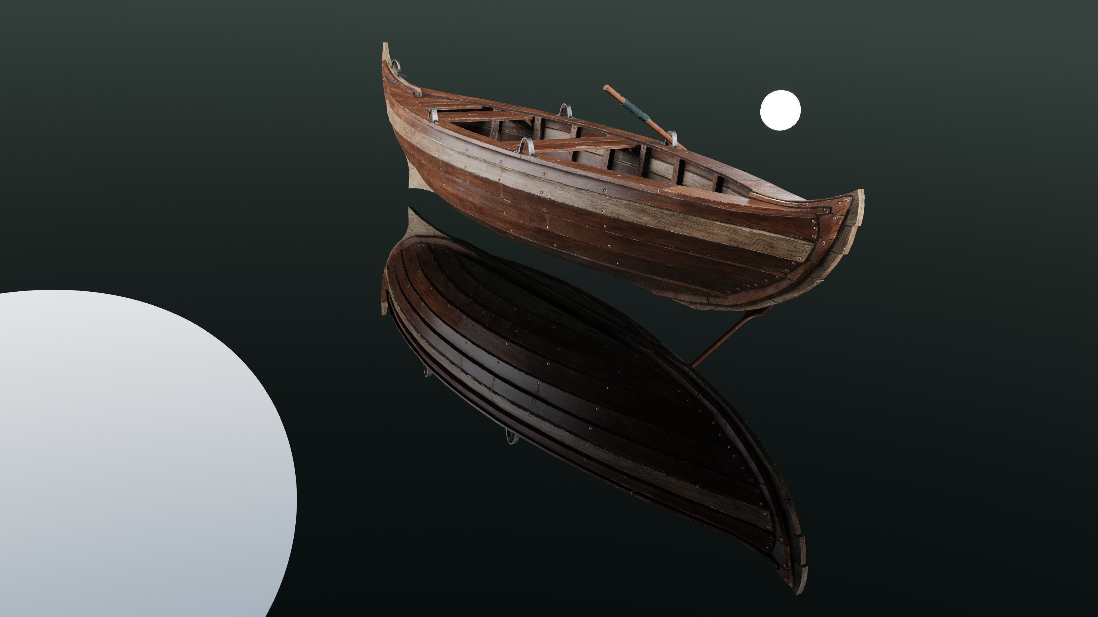 Wooden boat Low-poly 3D model_6