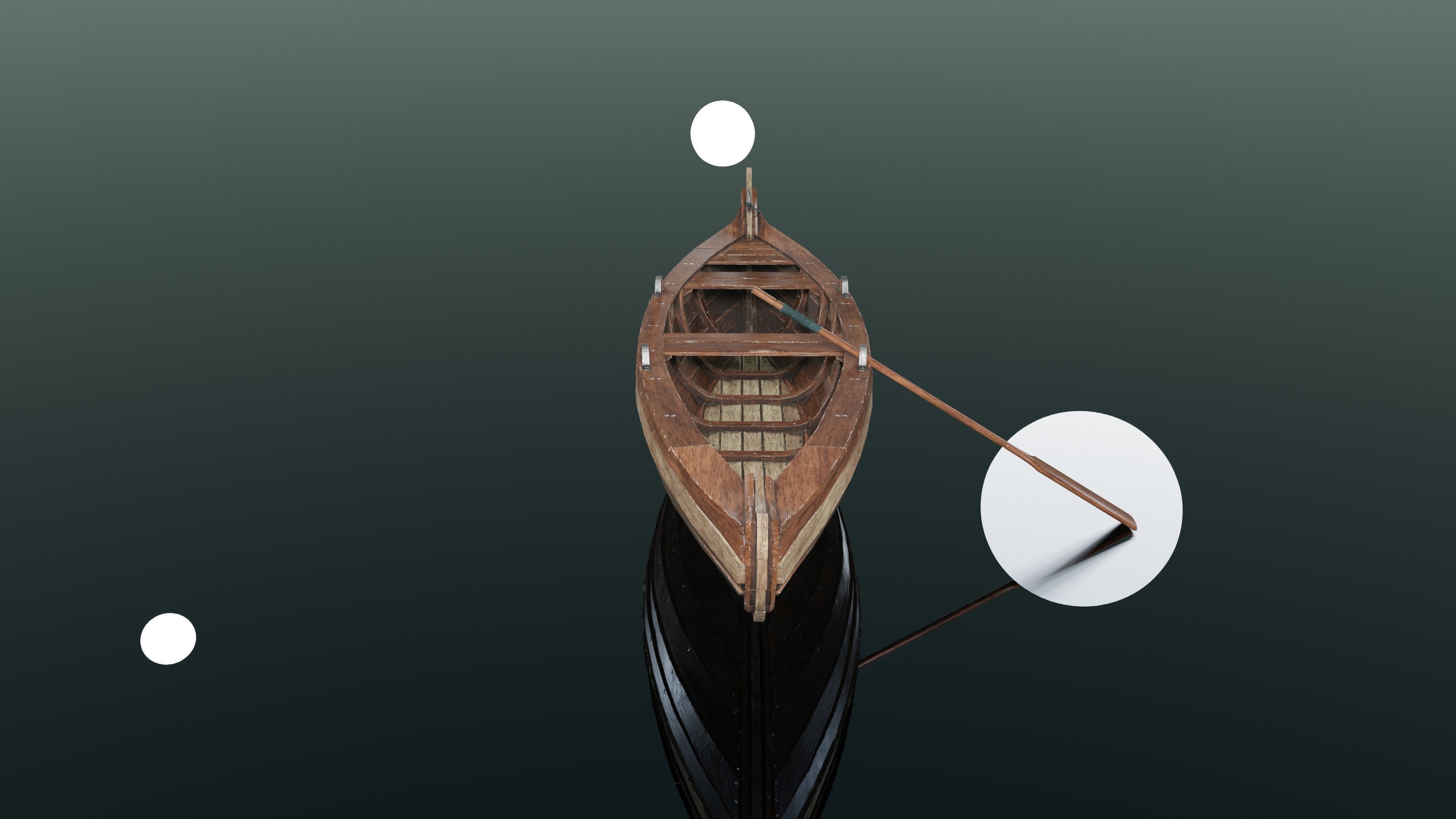 Wooden boat Low-poly 3D model_4