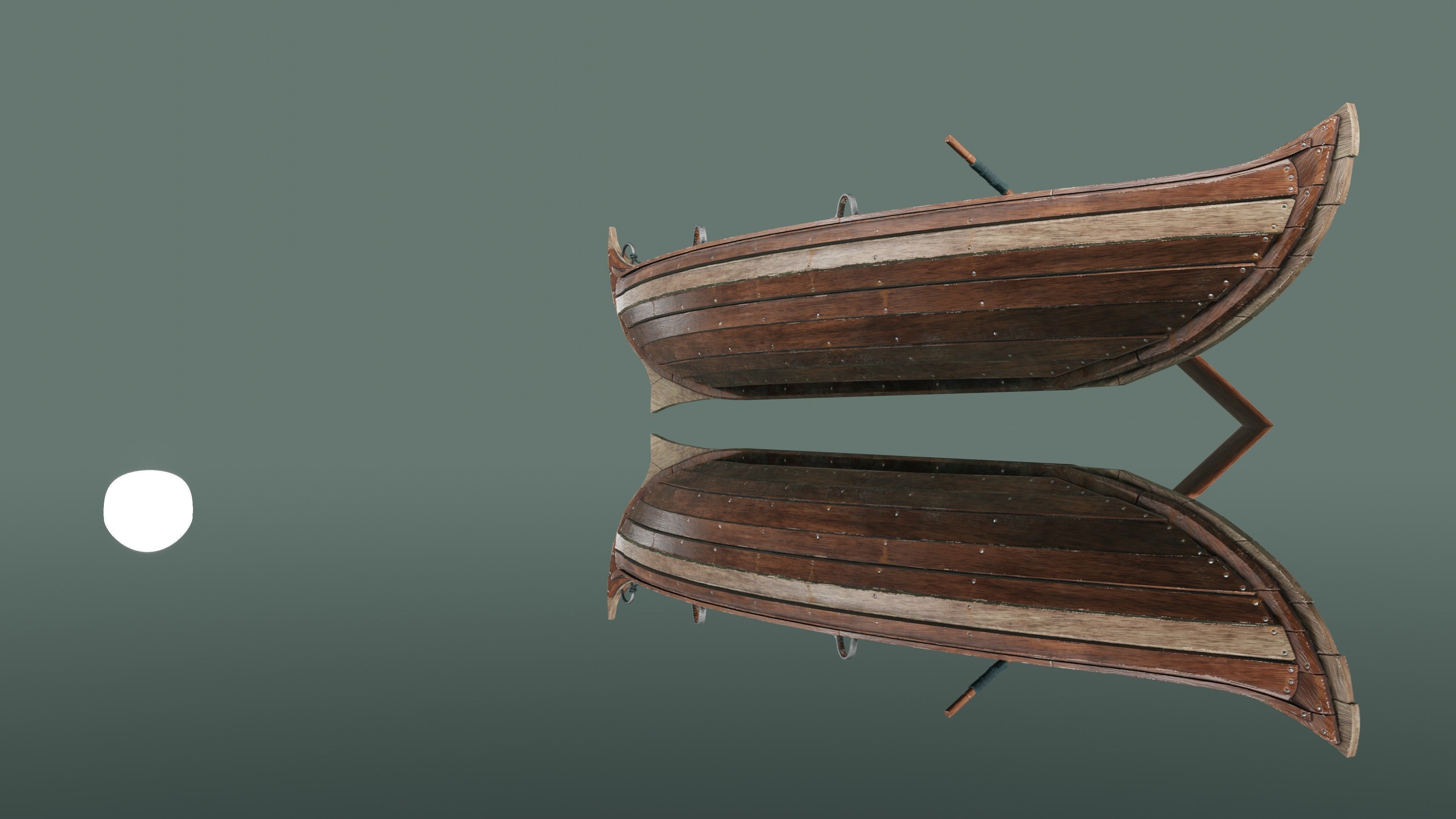 Wooden boat Low-poly 3D model_10