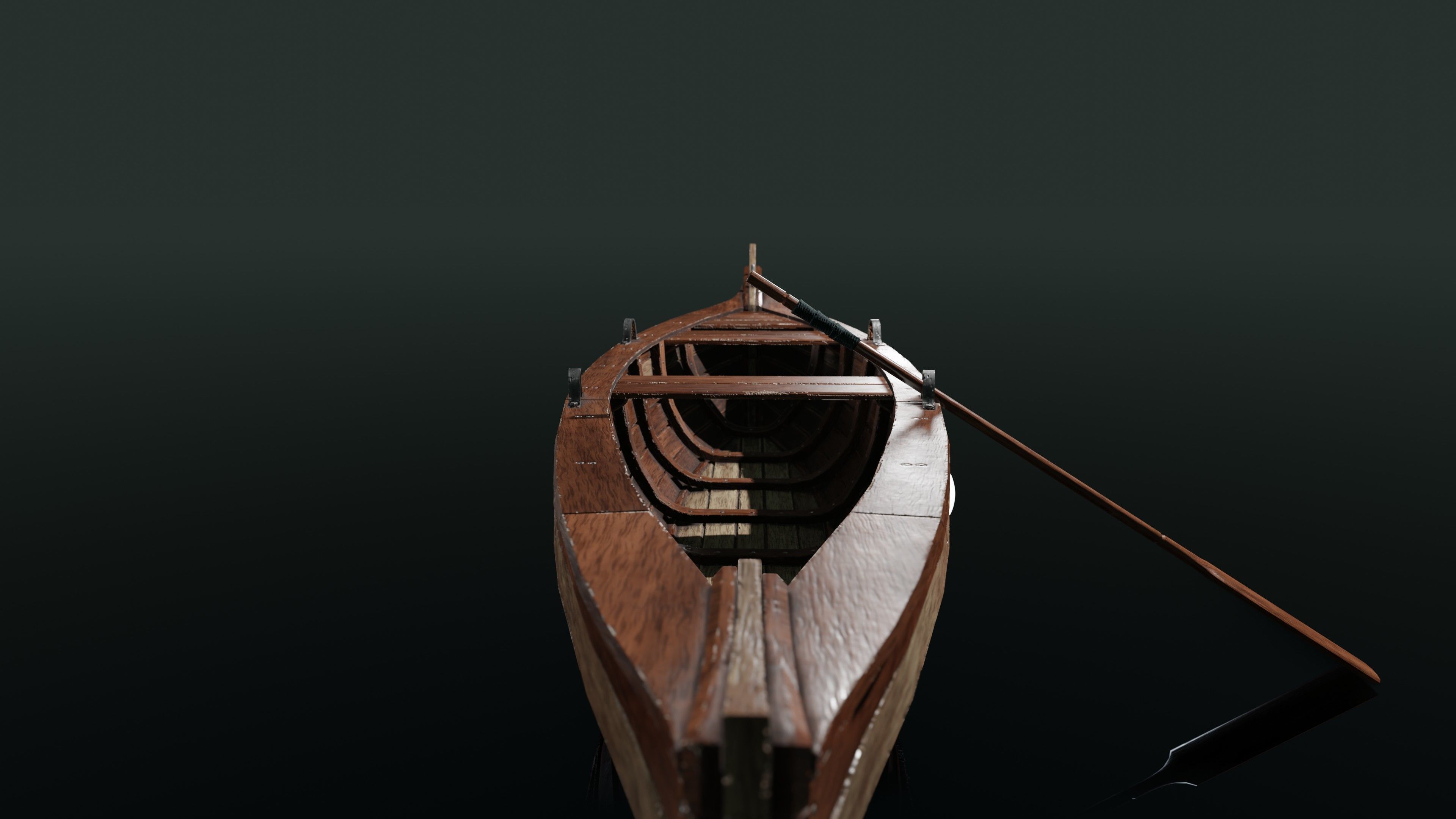 Wooden boat Low-poly 3D model_11