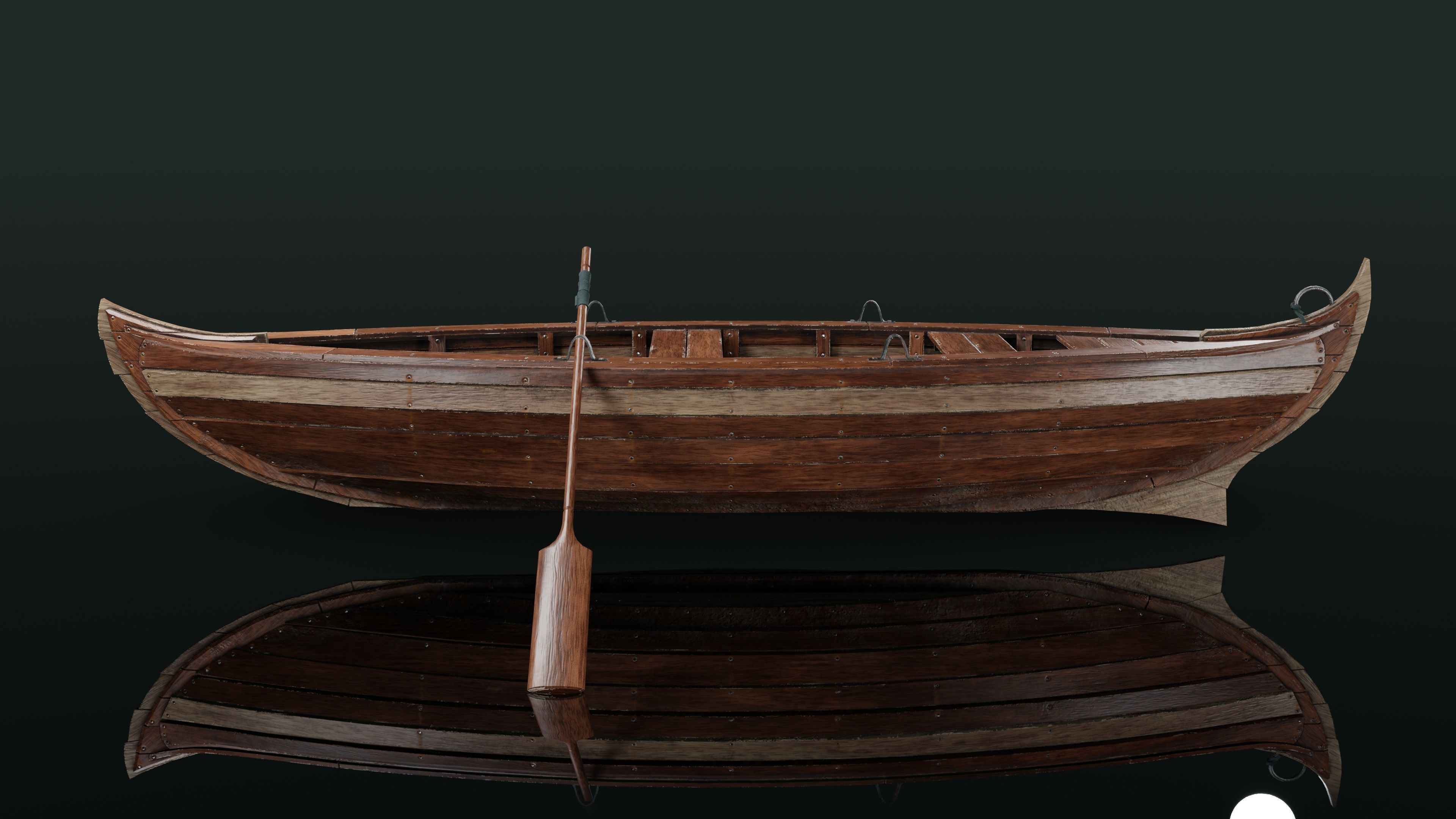 Wooden boat Low-poly 3D model_17