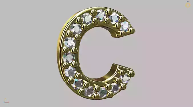 Letter C gold with diamonds