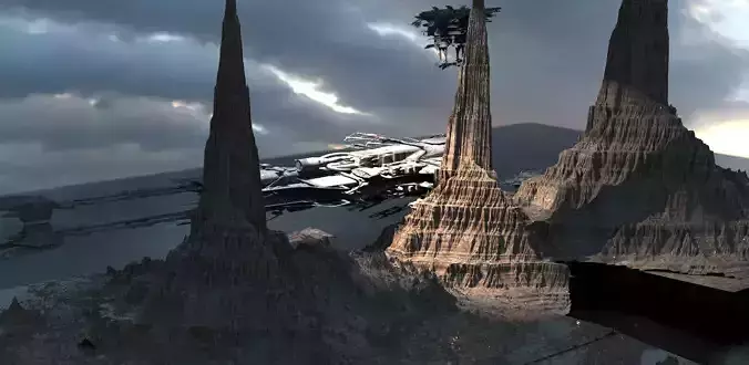 Star Wars inspired Racer With Mountain Desert 3