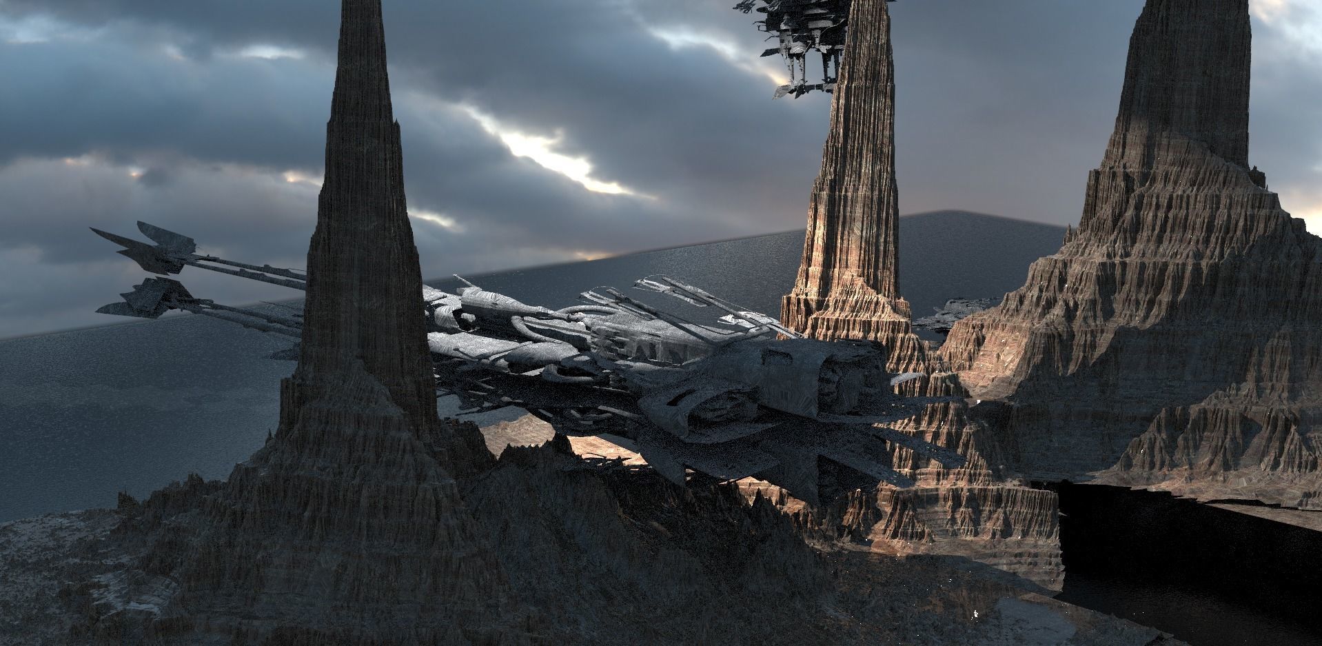 Star Wars inspired Racer With Mountain range 3D model_1