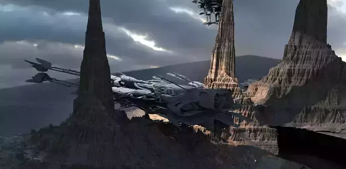 Star Wars inspired Racer With Mountain range