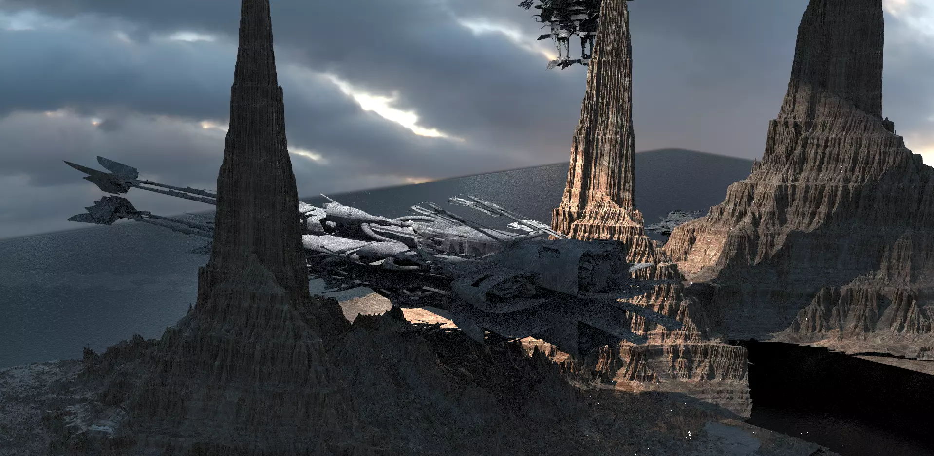 Star Wars inspired Racer With Mountain range 3D model_0