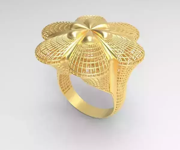 Ultra Vision Big Drop Flower Gold Ring - Eu 58