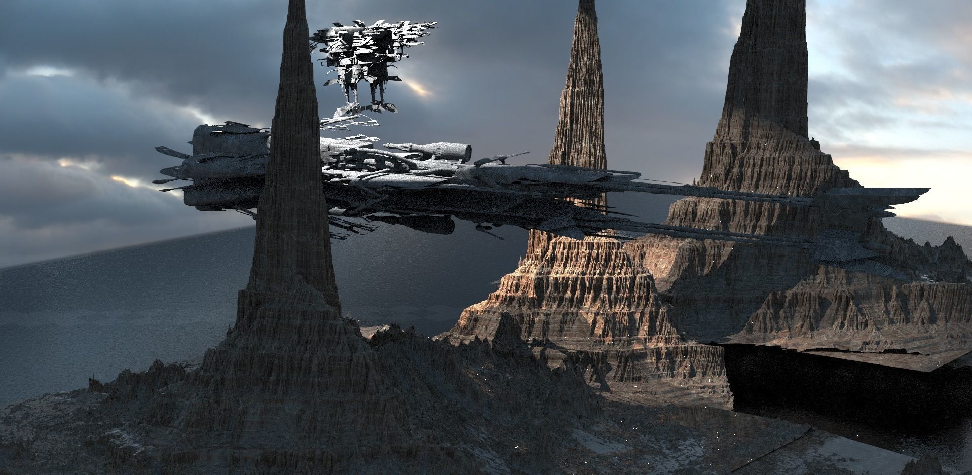 Star Wars inspired Racer collection With Planet Mountain 3D model_2