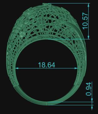 Ultra Vision Wire Netting Flowers Gold Ring - Eu 59 3D print model_5