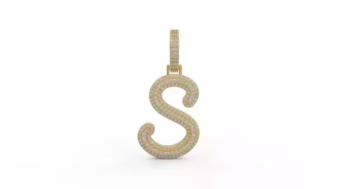 S Pendant gold letter with diamonds